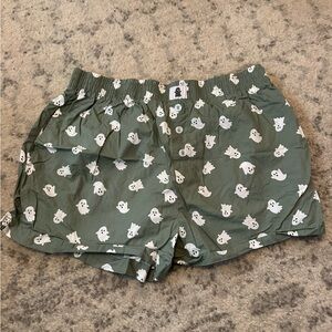 Together Green Shorts with White Ghost Print